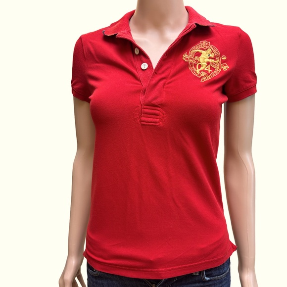 Rugby Ralph Lauren Red Fitted Polo Top Small - Picture 1 of 8